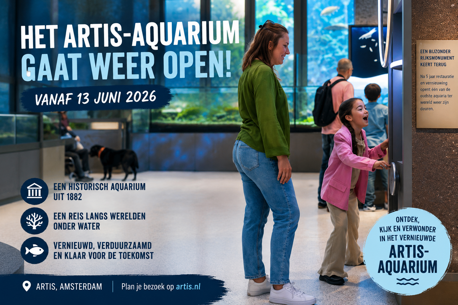 Het vernieuwde ARTIS-Aquarium in Amsterdam na vijf jaar restauratie